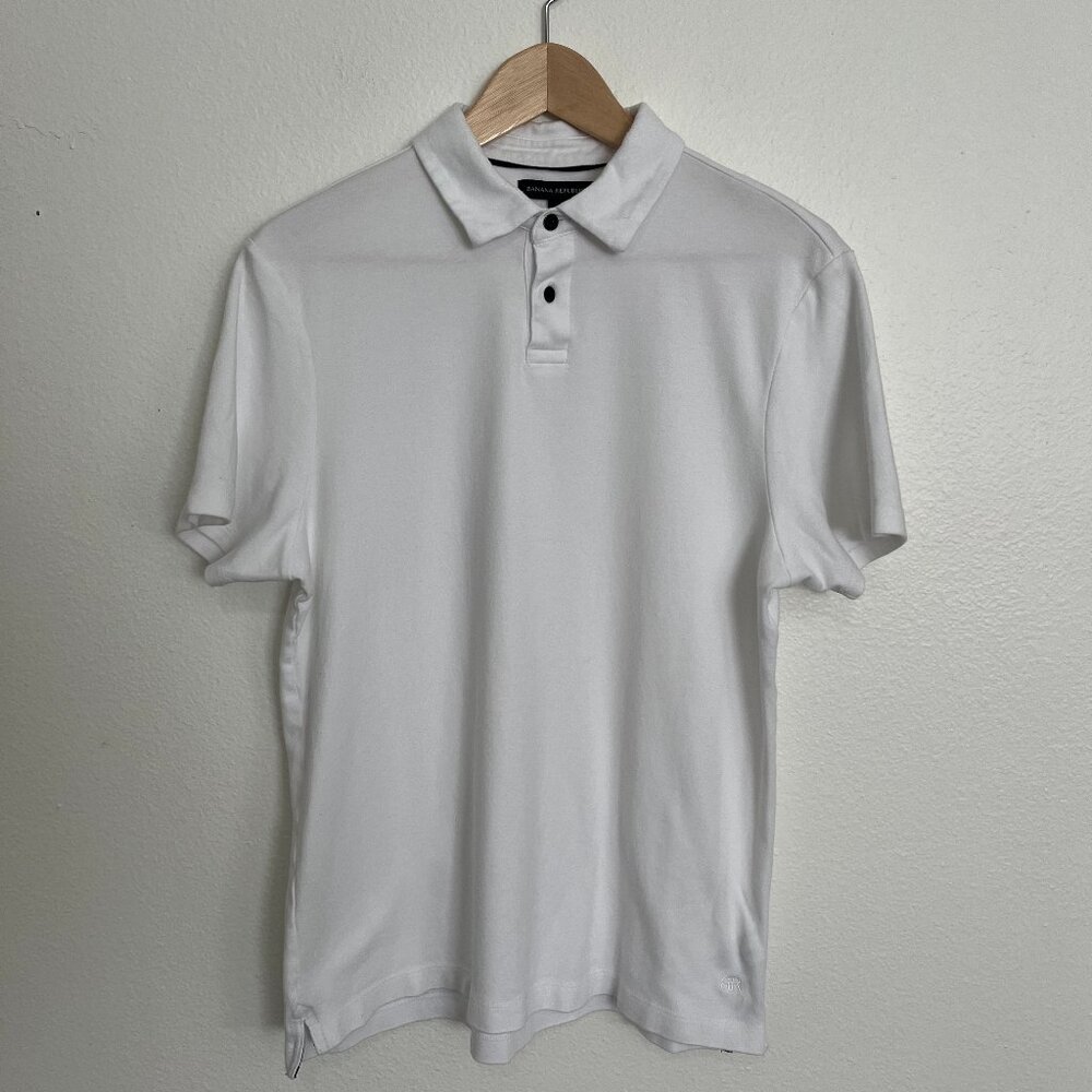 Banana Republic | White Cotton Short Sleeve Polo, size M